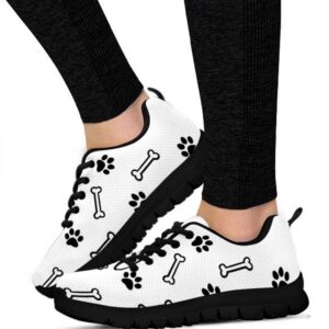 Women's Dog Paw Print Sneakers, Low Top Running Shoes, Custom Athletic Gifts for Dog Lovers